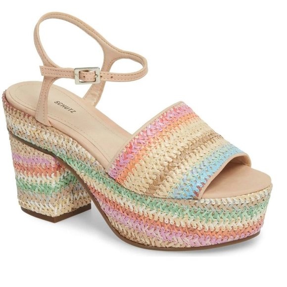 SCHUTZ Ziquiele Retro Chunky Woven Platform Sandal